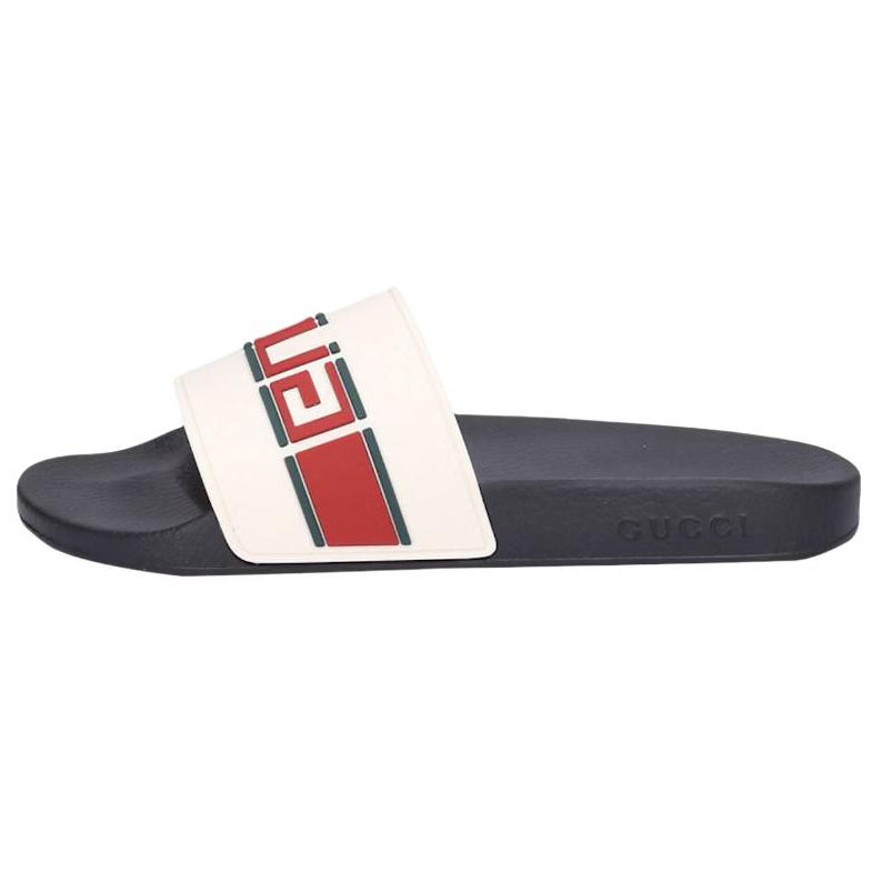Gucci Stripe Rubber Slide Sandal 'White Red Green'