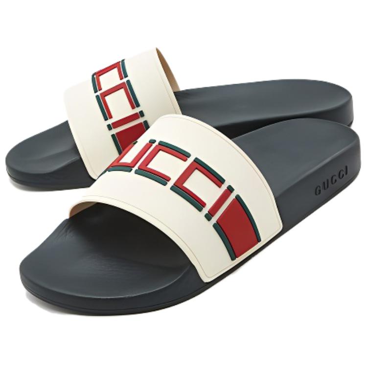 Gucci Stripe Rubber Slide Sandal 'White Red Green' 圖 3