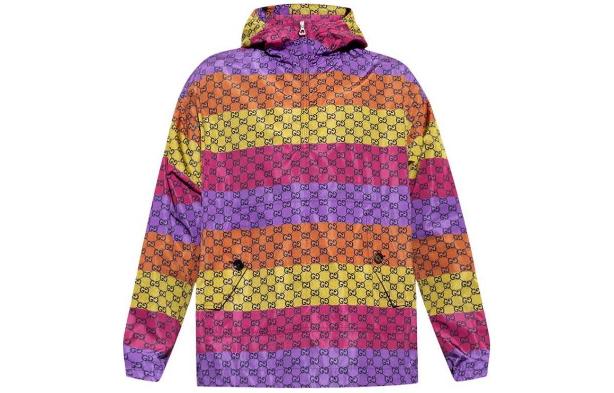 Gucci Striped Colorblock Fitted Zip-Up Hoodie Jacket 701821-ZAJO5-5907