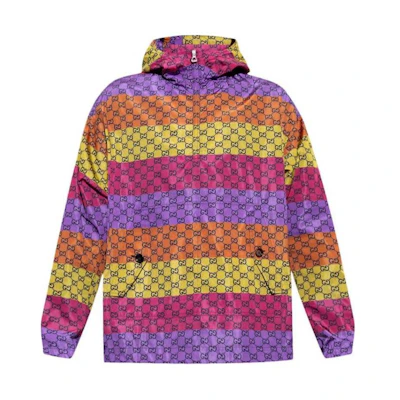 Gucci Striped Colorblock Fitted Zip-Up Hoodie Jacket 701821-ZAJO5-5907