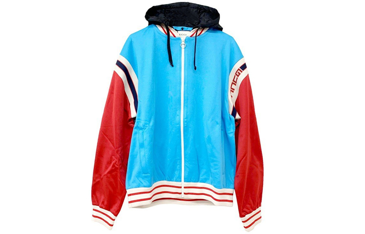 Gucci Striped Detachable Hood Bomber Jacket for Men Blue 522940-X9T11-4806