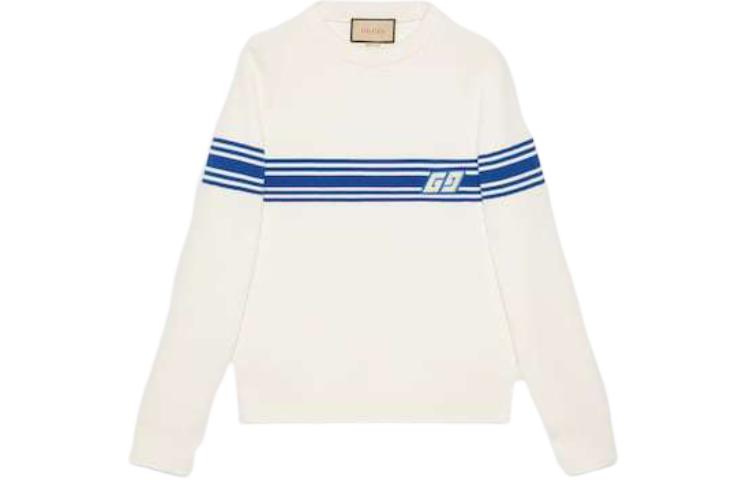 Gucci Striped GG Embroidered Ivory Crewneck Sweater 763398-XKDO1-9174