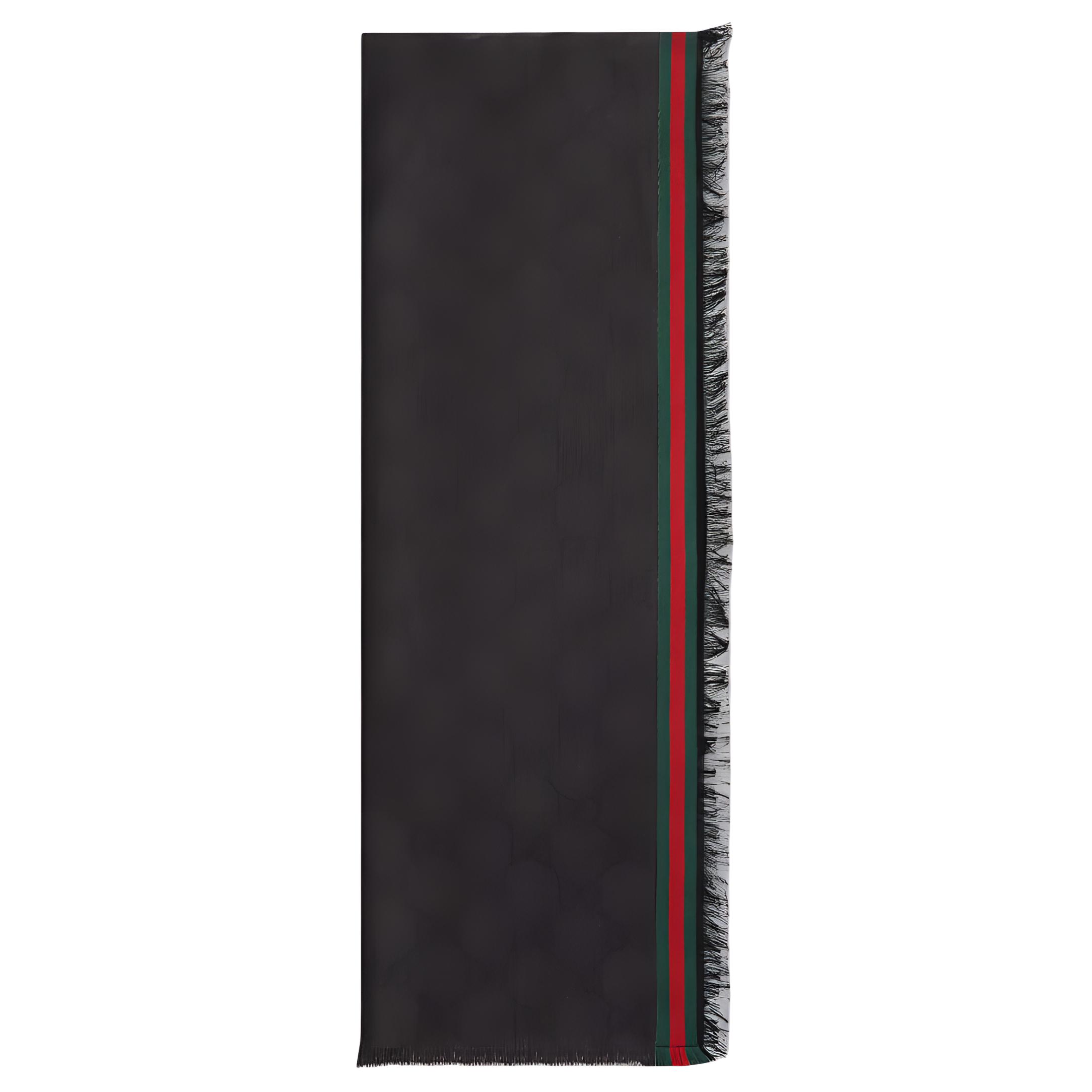 GUCCI Striped Logo Silk Cotton Knit Scarf Black  Accessory. 7952844G4831066