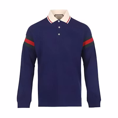 Gucci Striped Polo Long Sleeve Pullover T-Shirt Men Blue SS23 715268-XJETR-4030