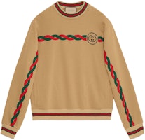 Gucci Striped Print Crewneck Sweatshirt Camel Color 692351-XJD7R-8011 Gucci Striped Print Crewneck Sweatshirt Camel Color 692351-XJD7R-8011