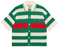 Gucci Striped Short-Sleeve Polo Cardigan Multicolor 739958XKDFD3861 Gucci Striped Short-Sleeve Polo Cardigan Multicolor 739958XKDFD3861