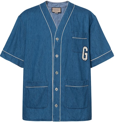 Gucci Striped V-Neck Short Sleeve Casual Shirt Men Blue 753105-XDCLX-4172 Buy Gucci Striped V-Neck Short Sleeve Casual Shirt Men Blue 753105-XDCLX-4172