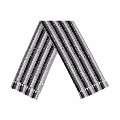 GUCCI Striped Wool Knit Scarf Unisex Black 634166-4GB22-1260