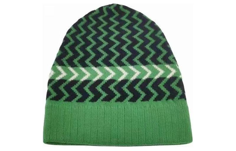 GUCCI Striped Wool Knitted Beanie Green Unisex Couple Style. 544631 4G206 3768