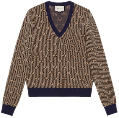 Gucci Striped Wool V-Neck Sweater Camel Lelaki 626643-XKBFZ-4314 Buy Gucci Striped Wool V-Neck Sweater Camel Lelaki 626643-XKBFZ-4314