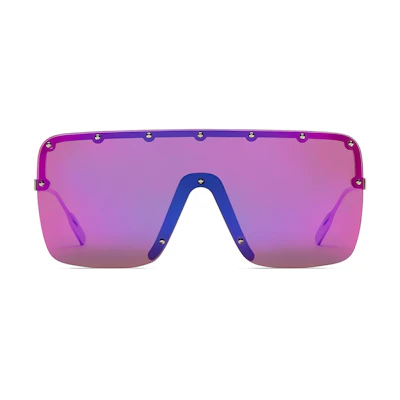GUCCI Studded Alloy Irregular Shaped Purple Sunglasses for Men. 705388I33308055