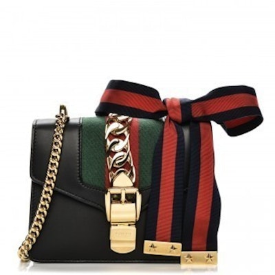 Gucci Sylvie Shoulder GG Web Stripe Mini Black/Red/Green Buy Gucci Sylvie Shoulder GG Web Stripe Mini Black/Red/Green