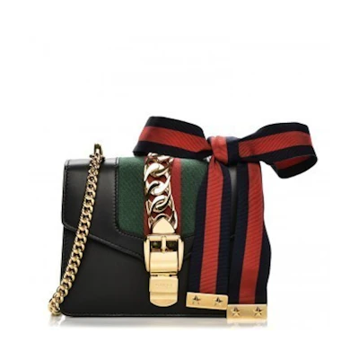 Gucci Sylvie Shoulder GG Web Stripe Mini Black/Red/Green