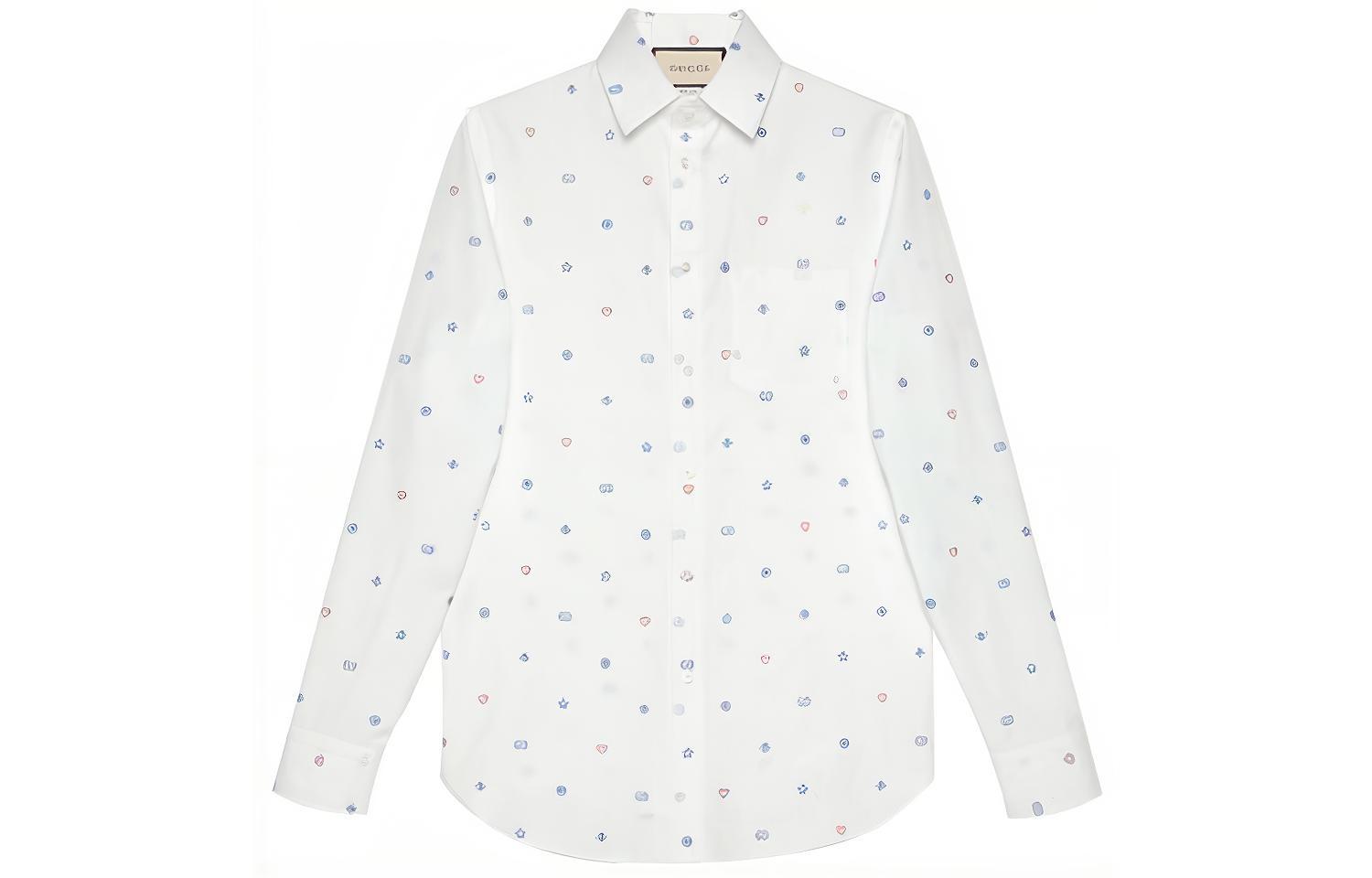 GUCCI Symbol Pattern Oxford Sunscreen Shirt White 625883-ZAEDI-9002