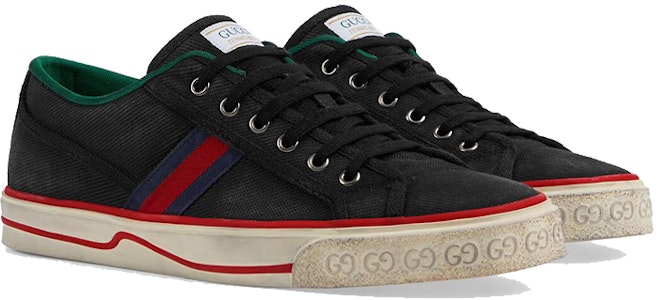 GUCCI古馳 Tennis 1977 棉布 運動 時尚板鞋 男款 黑色 Lookbook GUCCI古馳 Tennis 1977 棉布 運動 時尚板鞋 男款 黑色