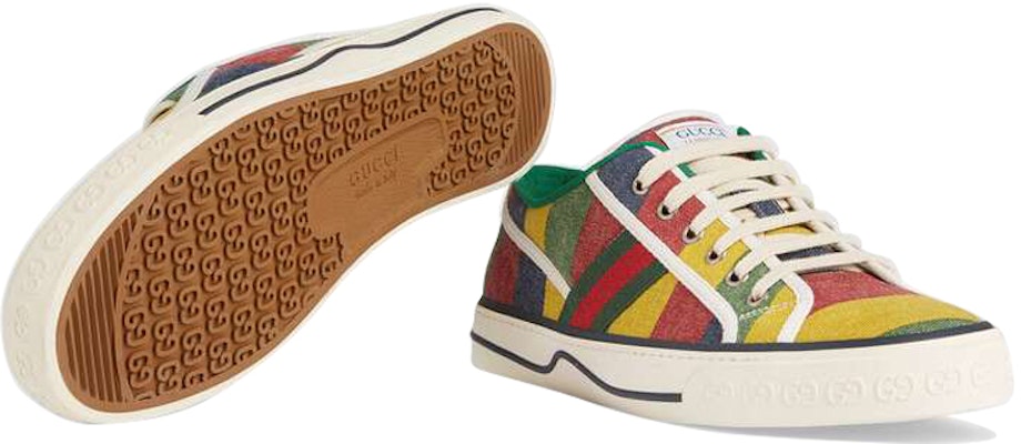 GUCCI古馳 Tennis 1977 彩色條紋紅綠織帶 運動 時尚板鞋 男款 紅綠黃 Details for GUCCI古馳 Tennis 1977 彩色條紋紅綠織帶 運動 時尚板鞋 男款 紅綠黃