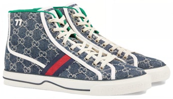 GUCCI古馳 Tennis 1977 高筒 時尚板鞋 男款 藍紅 Lookbook GUCCI古馳 Tennis 1977 高筒 時尚板鞋 男款 藍紅