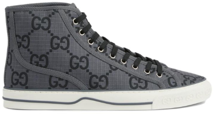 GUCCI古馳 Tennis 1977 圓頭繫帶厚底 高筒 板鞋 男款 黑灰 Order GUCCI古馳 Tennis 1977 圓頭繫帶厚底 高筒 板鞋 男款 黑灰