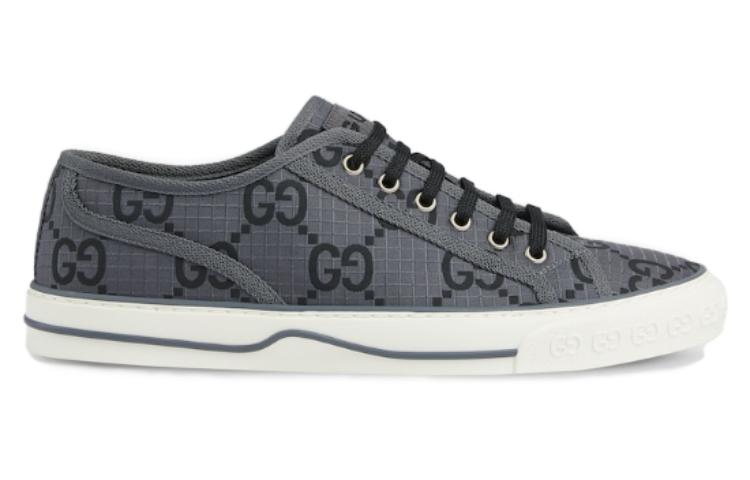 Lookbook GUCCI古馳 Tennis 1977 圓頭繫帶厚底 低筒 板鞋 男款 黑灰