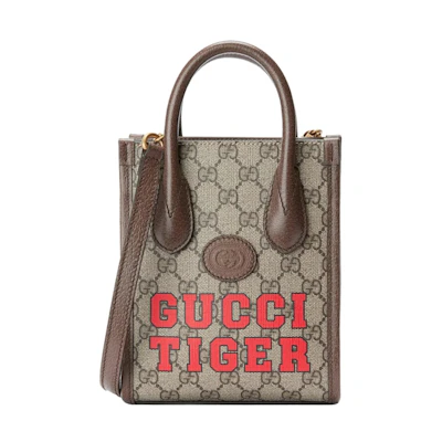 Gucci Tiger GG Mini Tote Bag Beige/Ebony