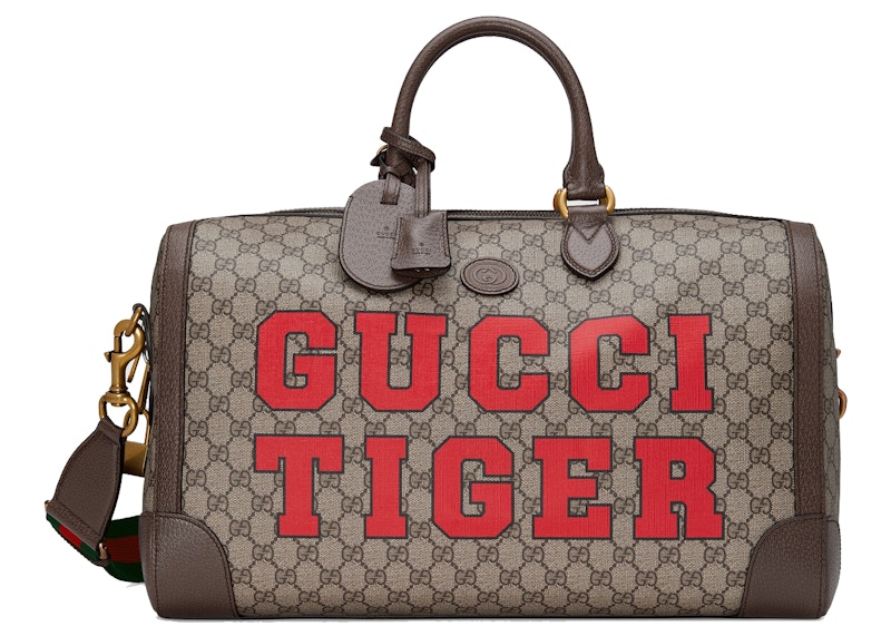 Gucci Tiger GG Small Duffle Bag Beige/Ebony