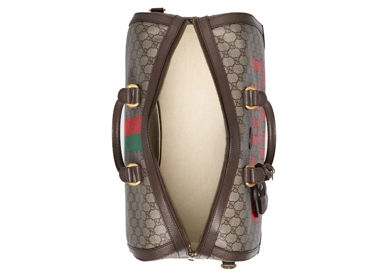 Lookbook Gucci 老虎 GG 小型旅行袋 米色/深咖啡色