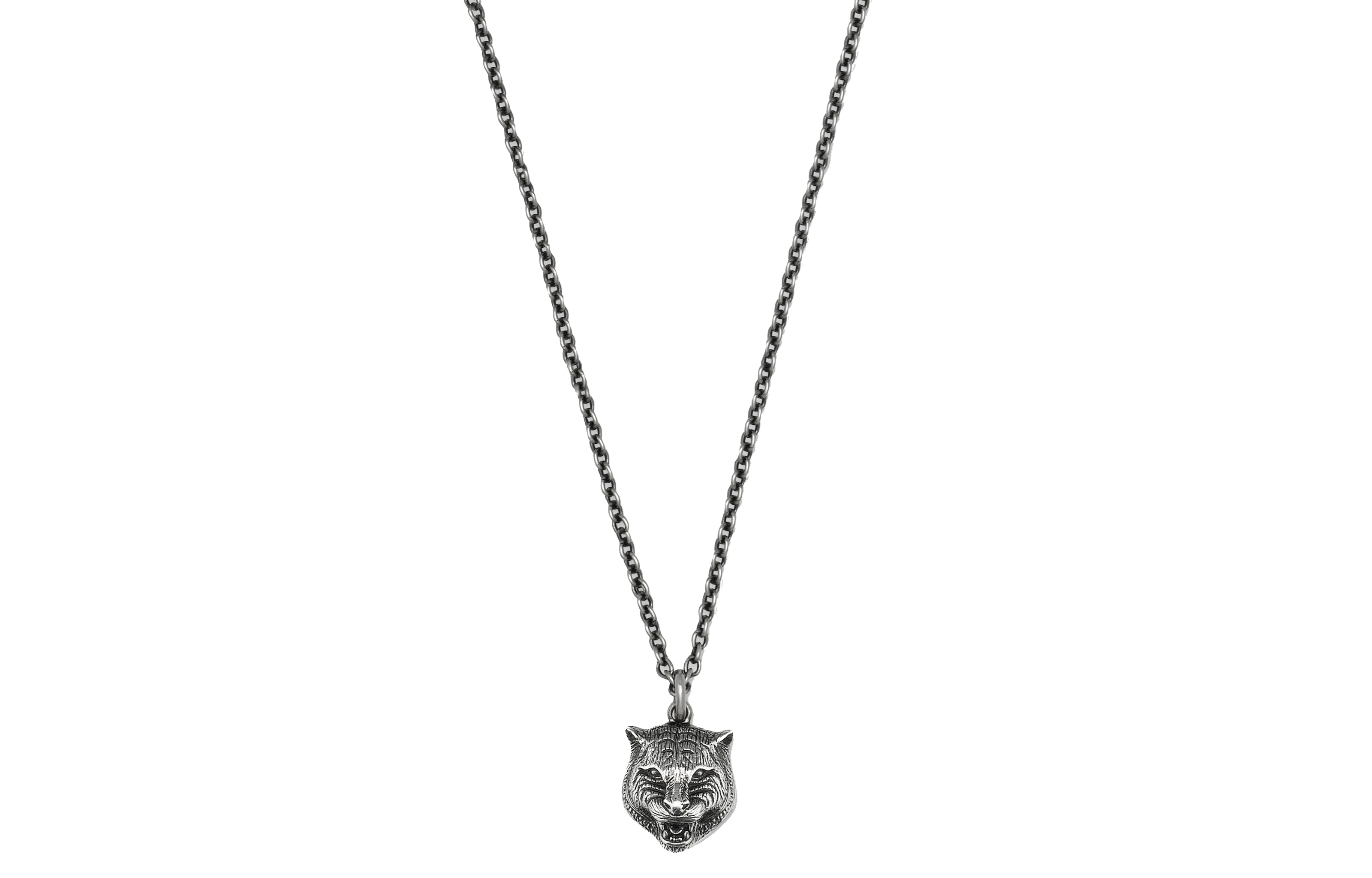 GUCCI Tiger Head Pendant Aged 925 Silver Unisex Necklace 433608-J8400-0811 圖 4