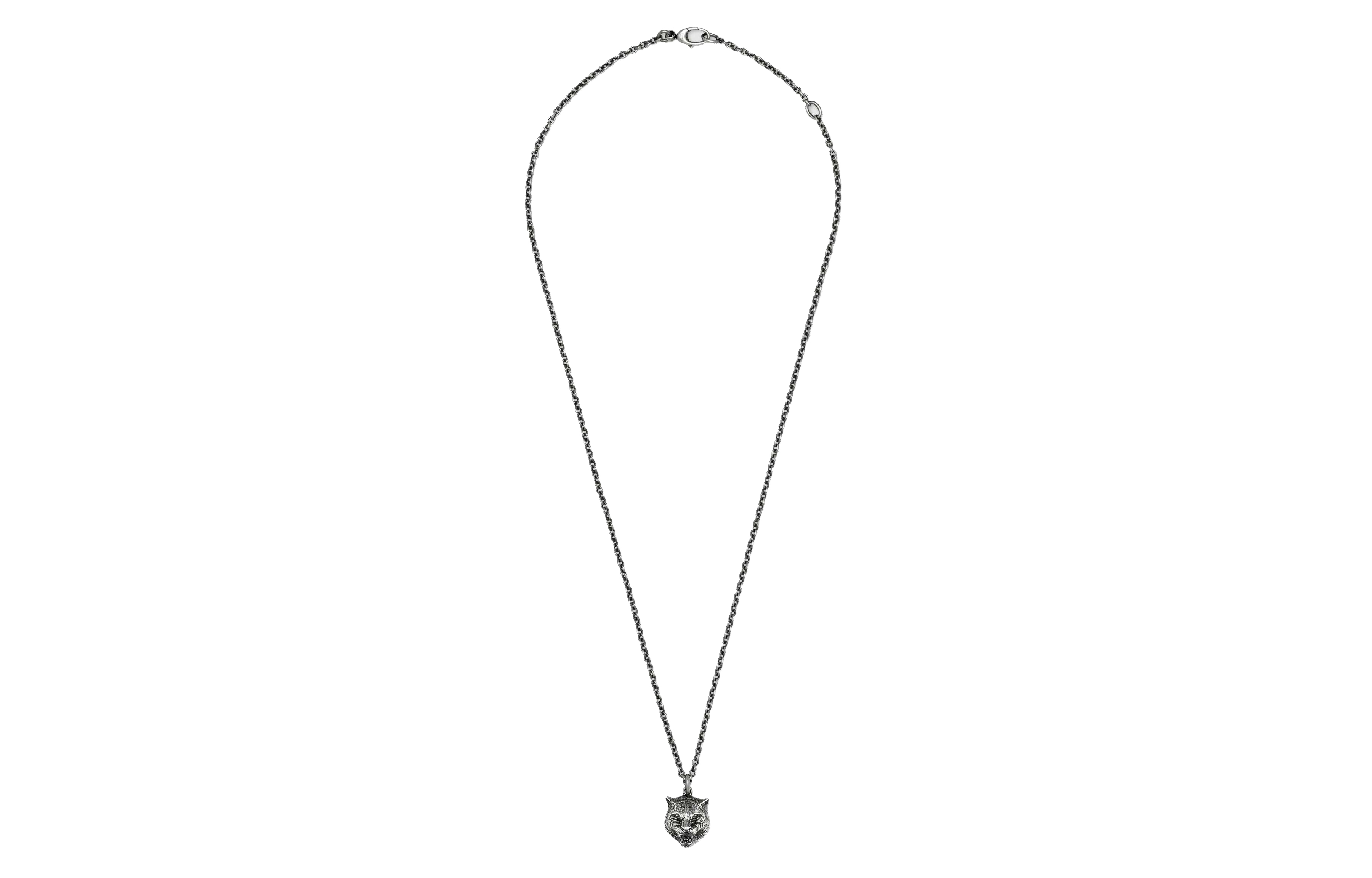 GUCCI Tiger Head Pendant Aged 925 Silver Unisex Necklace 433608-J8400-0811 圖 5