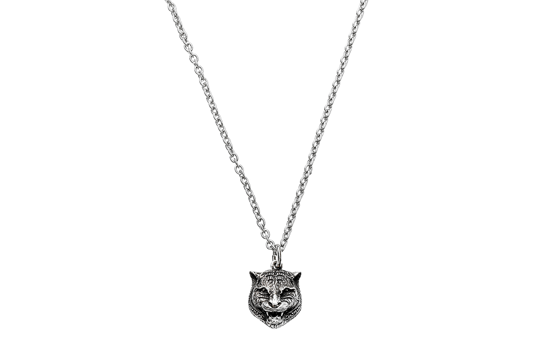 GUCCI Tiger Head Pendant Aged 925 Silver Unisex Necklace 433608-J8400-0811 圖 6