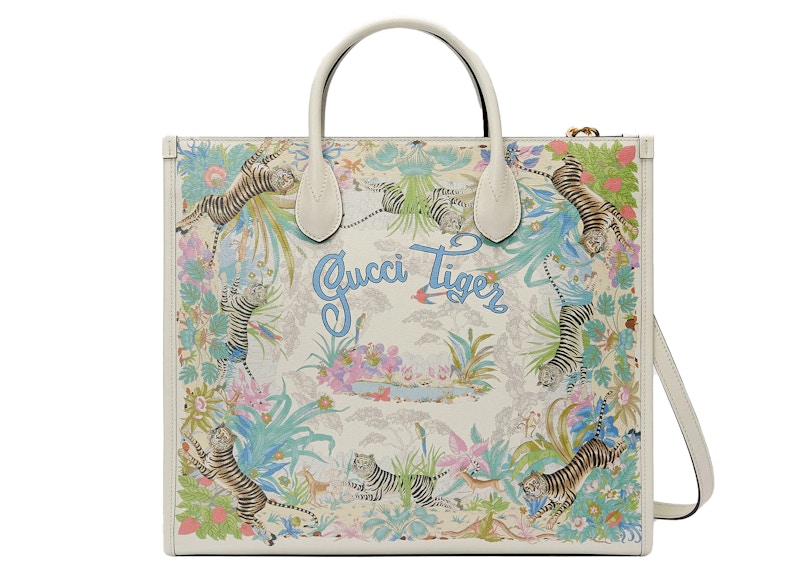Gucci Tiger Medium Tote Bag Off White
