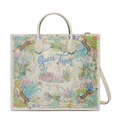Gucci Tiger Medium Tote Bag Off White