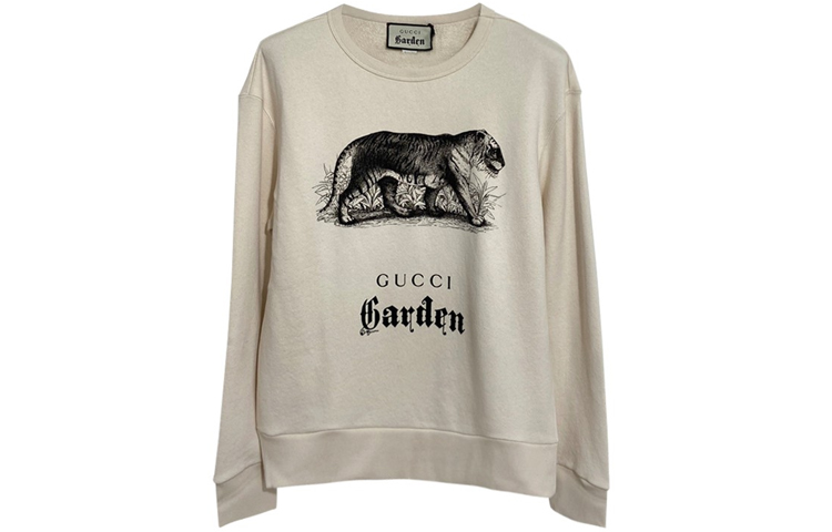 Gucci Tiger Print Loose Fit Crewneck Sweatshirt Unisex Off-White 475532-X3Q08-9524