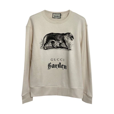 Gucci Tiger Print Loose Fit Crewneck Sweatshirt Unisex Off-White 475532-X3Q08-9524