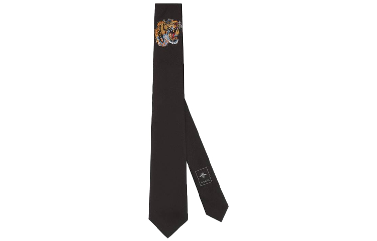 GUCCI Tiger Print Tie Black 452170-4E002-1000 圖 2