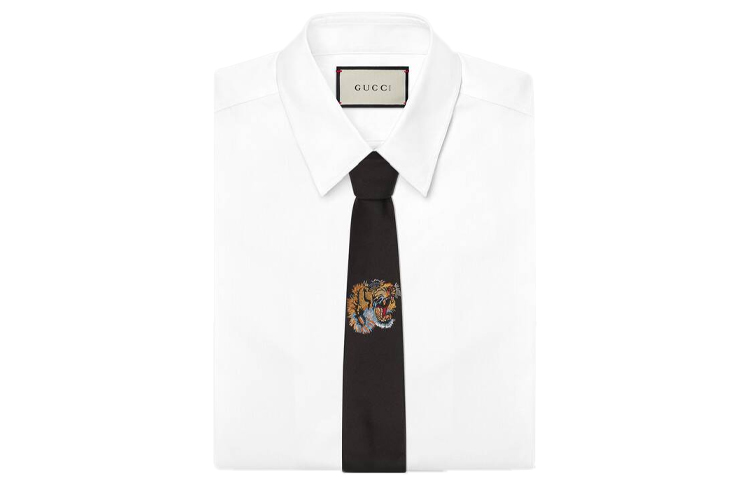 GUCCI Tiger Print Tie Black 452170-4E002-1000 圖 3