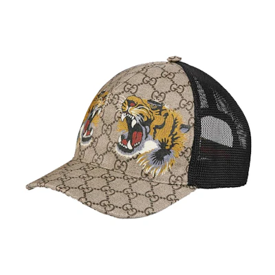 Gucci Tigers Print GG Supreme Baseball Hat Beige/Brown