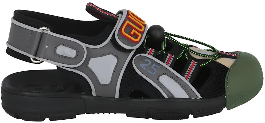 Gucci Tinsel Sports Sandal Black Silver Green 563484-98D10-8461 Order Gucci Tinsel Sports Sandal Black Silver Green 563484-98D10-8461