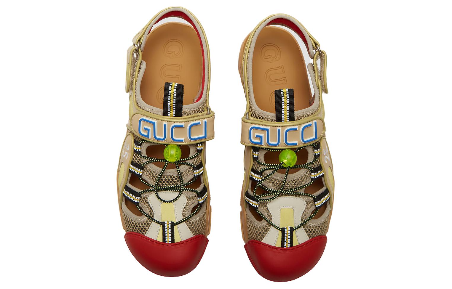 Lookbook 구찌 틴셀 스포츠 샌들 (블랙/골드/레드) 564297-98D30-8485