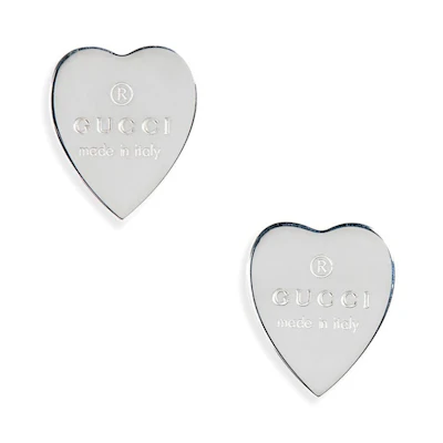 Gucci Trademark Heart Stud Earrings Silver