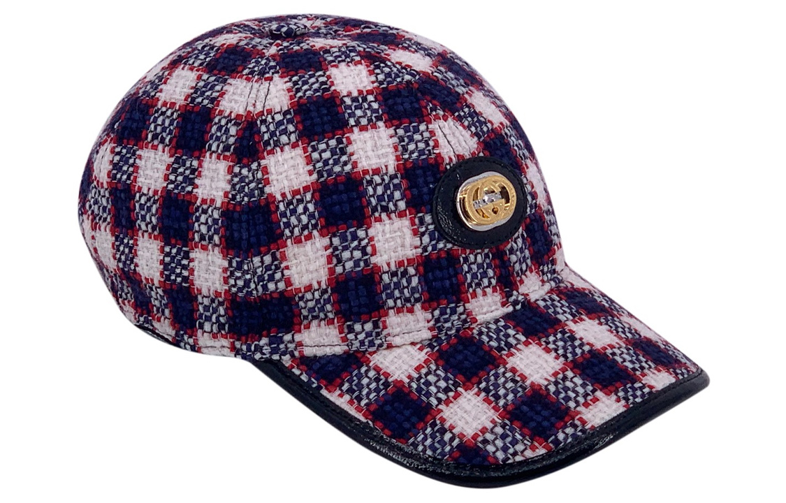 Lookbook 구찌 트위드 체크 울 야구 모자 유니섹스 커플 스타일 577822-3HH26-9060
