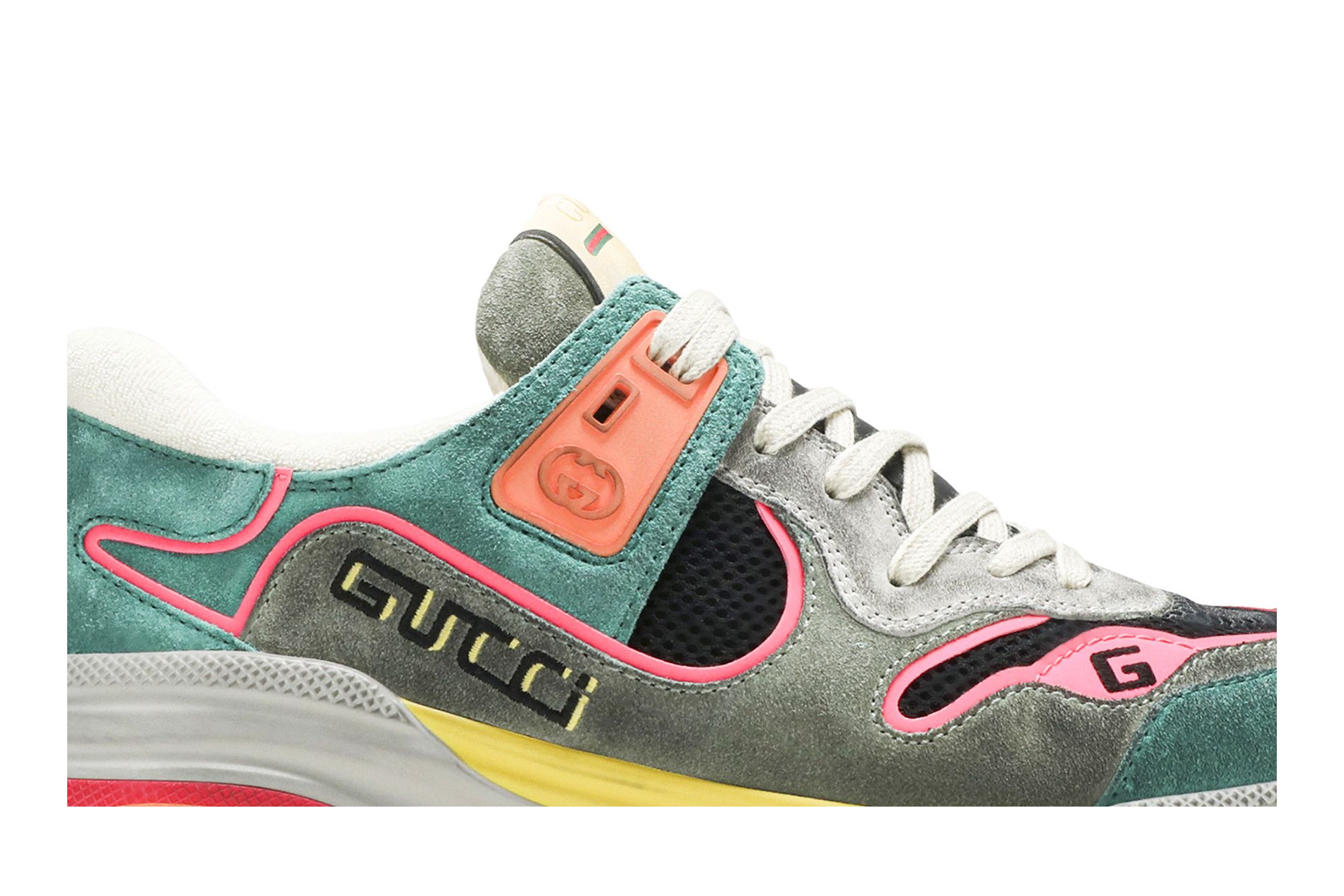 Order GUCCI 古馳 G Line Logo絨面革網眼運動鞋 綠色