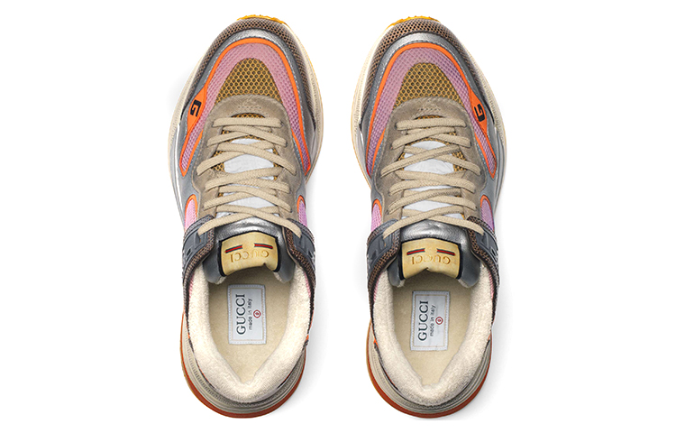 Shop GUCCI 古馳 Ultrapace 時尚百搭 低筒休閒運動鞋 銀棕 做舊款