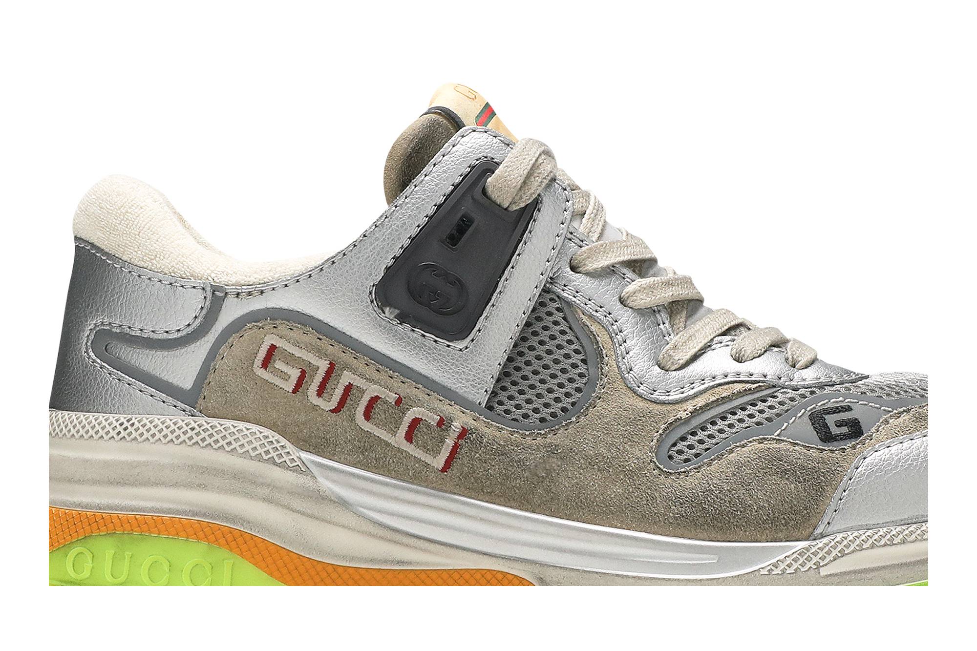 Order GUCCI古馳 Ultrapace 銀色金屬質感 低筒 運動休閒鞋 男款 銀棕色
