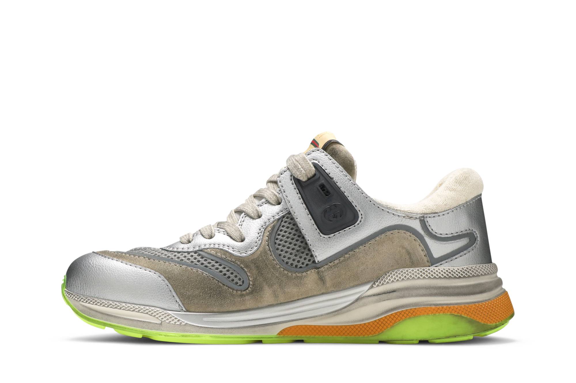 Lookbook GUCCI古馳 Ultrapace 銀色金屬質感 低筒 運動休閒鞋 男款 銀棕色