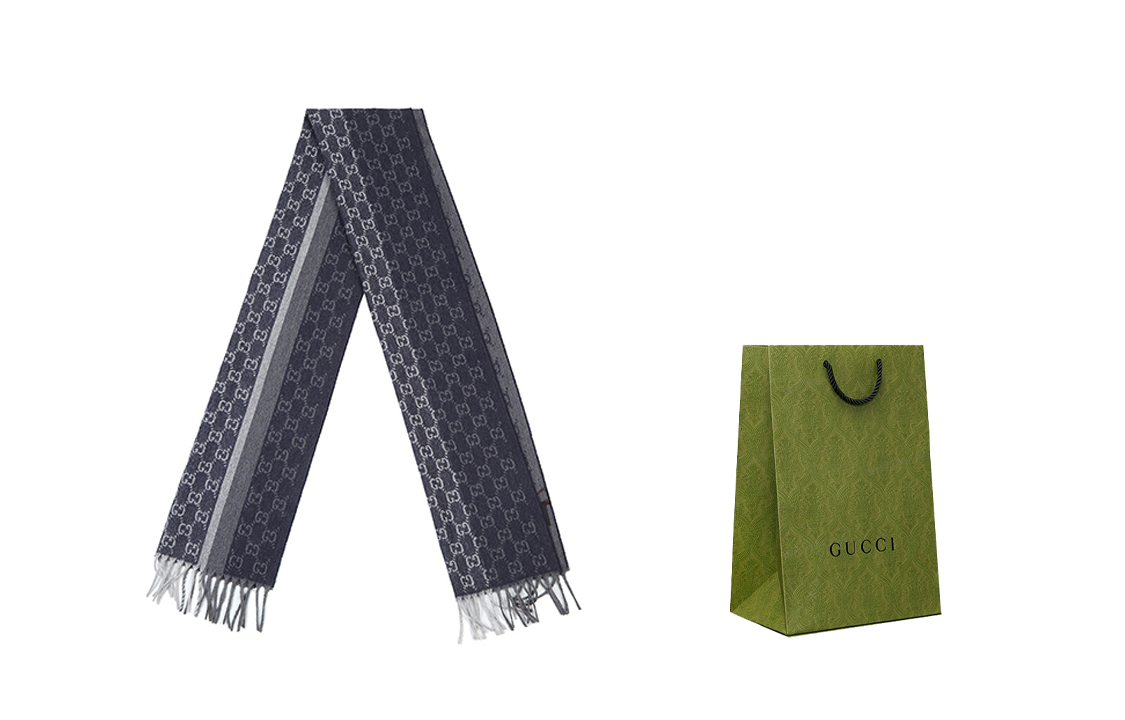 Gucci Unisex Blue Striped Reversible Warm Knit Scarf 391530-4G944-4062 圖 2