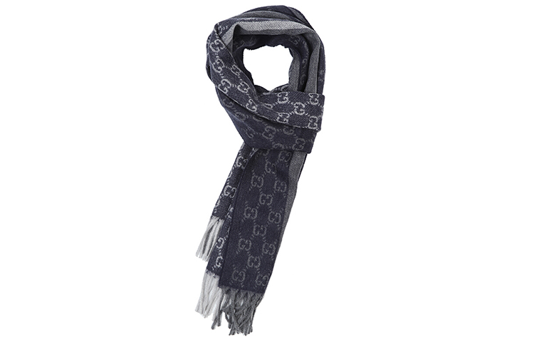 Gucci Unisex Blue Striped Reversible Warm Knit Scarf 391530-4G944-4062 圖 5