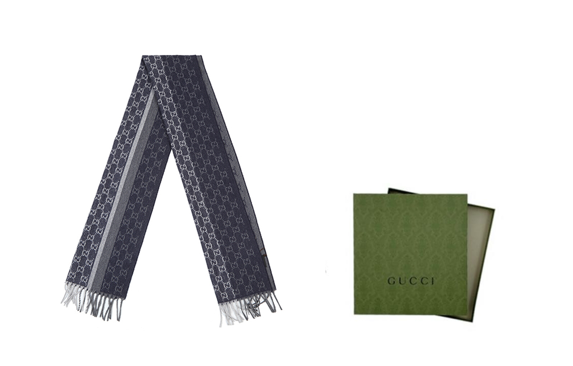 Gucci Unisex Blue Striped Reversible Warm Knit Scarf 391530-4G944-4062 圖 8