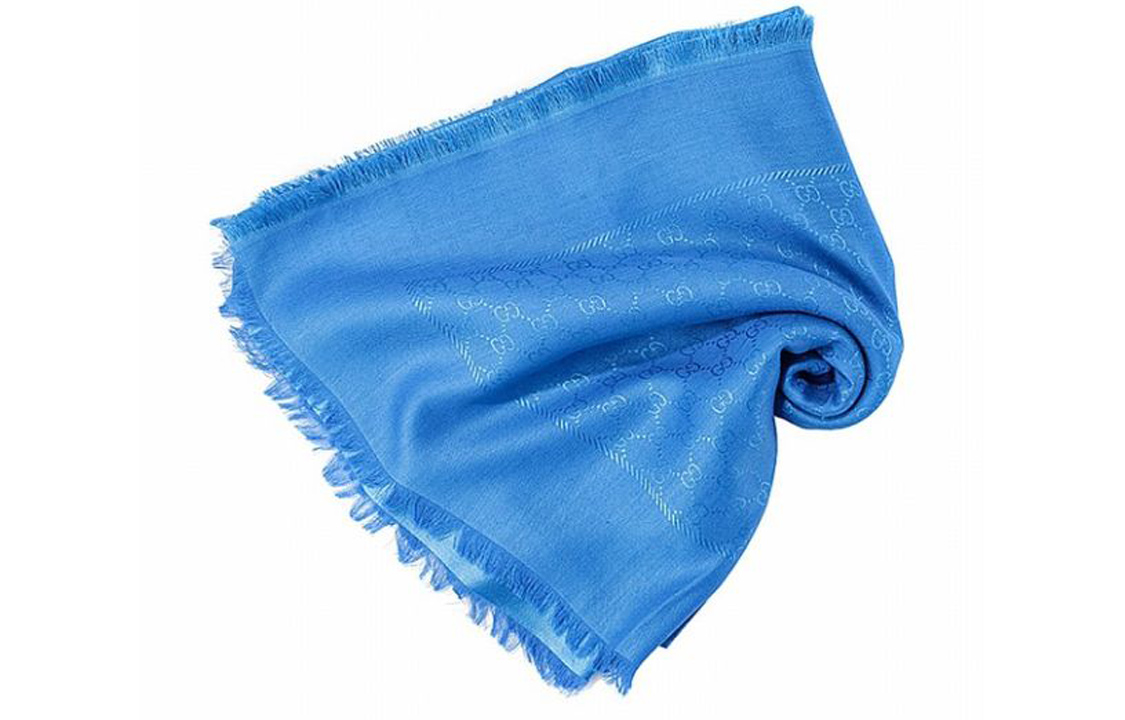 GUCCI Unisex Fashion Silk Wool Scarf - Blue, Warm & Comfortable. 406236-3G632-4300 圖 2
