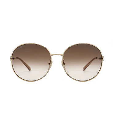 Gucci Unisex Gold-Rim Round Sunglasses Fashion Eyewear. GG1281SK