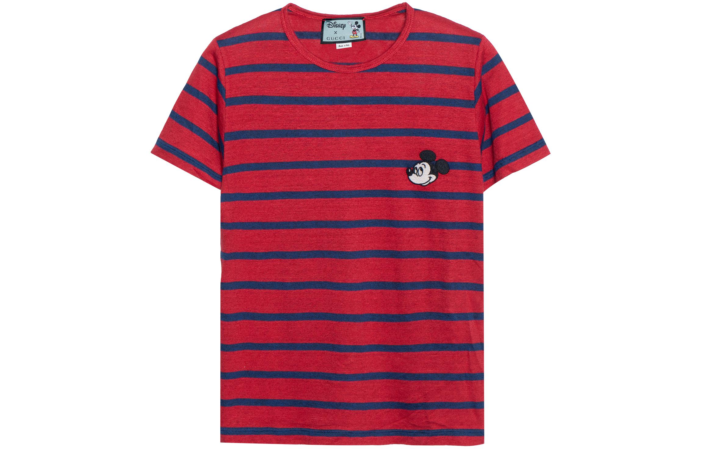 Gucci Unisex Linen Short Sleeve T-Shirt Red Blue 598971-XJB03-6065